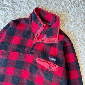 Patagonia Lightweight Synchilla Snap-T Fleece Pullover Small Fuzzy Plaid Red S